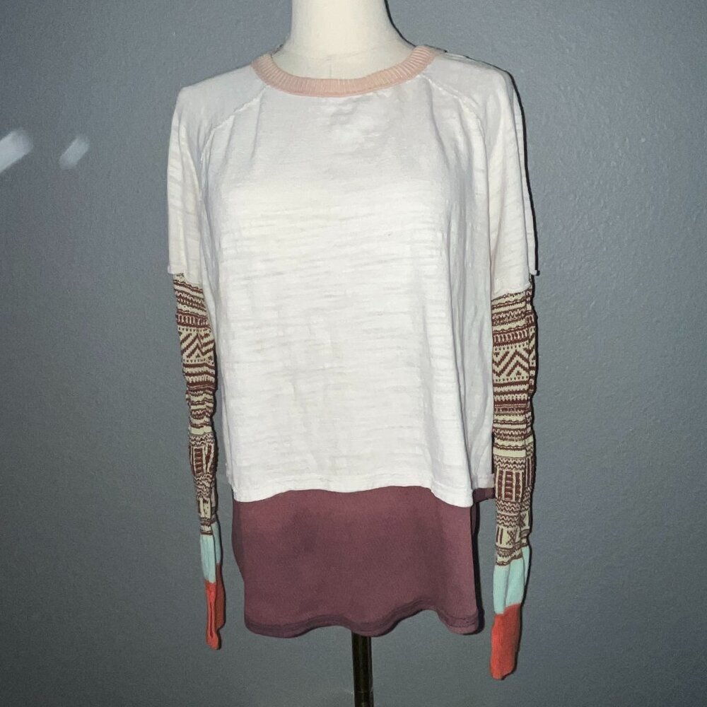 WE THE FREE - FREE PEOPLE - JORDAN Mix Knit Tee - Fun Time Combo - Top - Size XS